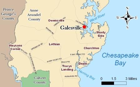 Galesville on the Anne Arundel County Map